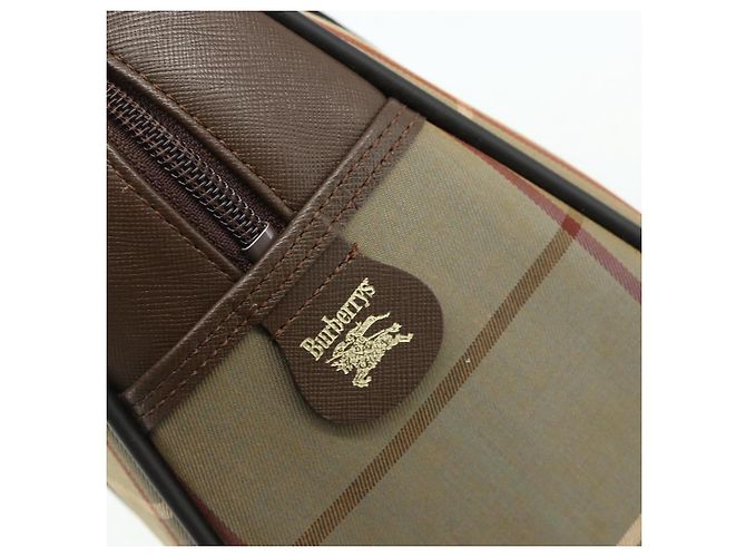 Borsa a mano Burberrys Nova Check in tela e pelle beige oro Auth ka4067 D'oro - vista 14