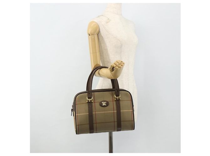Borsa a mano Burberrys Nova Check in tela e pelle beige oro Auth ka4067 D'oro - vista 20