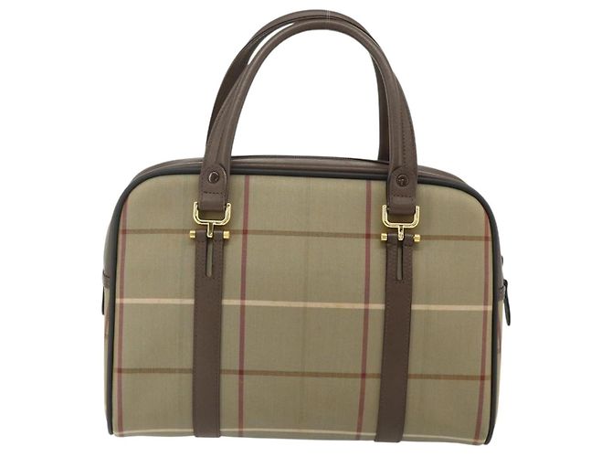 Borsa a mano Burberrys Nova Check in tela e pelle beige oro Auth ka4067 D'oro - vista 3