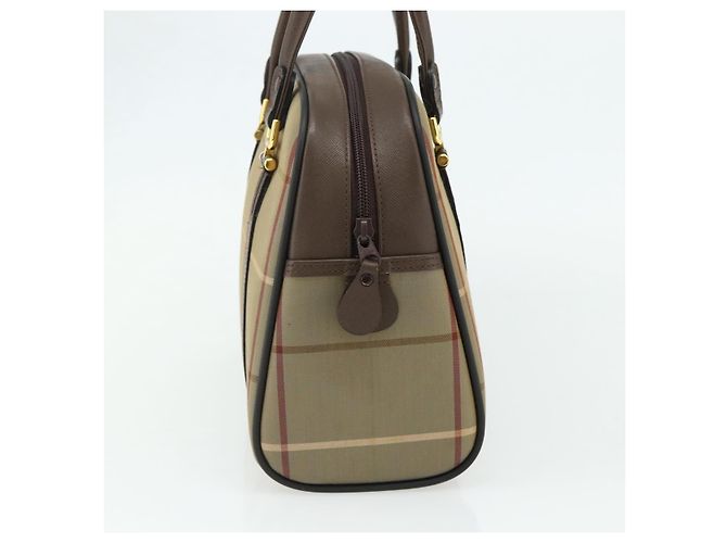Borsa a mano Burberrys Nova Check in tela e pelle beige oro Auth ka4067 D'oro - vista 4