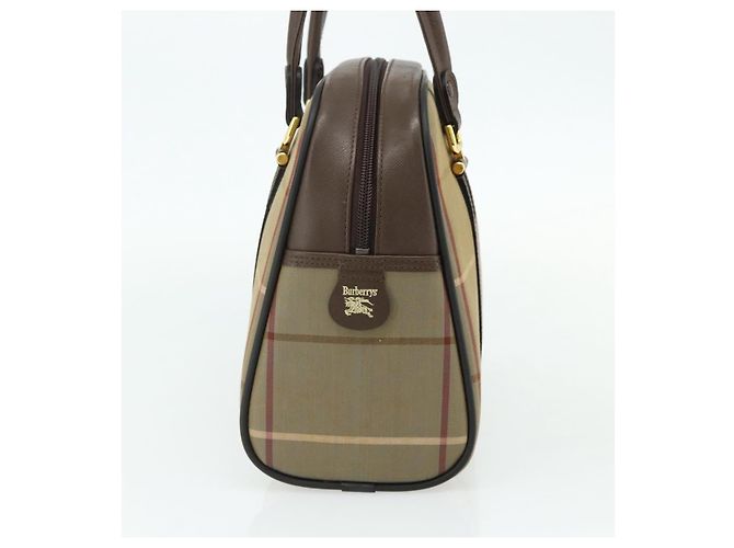 Borsa a mano Burberrys Nova Check in tela e pelle beige oro Auth ka4067 D'oro - vista 5