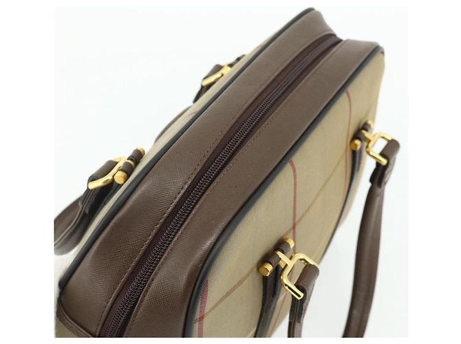 Borsa a mano Burberrys Nova Check in tela e pelle beige oro Auth ka4067 D'oro - vista 6
