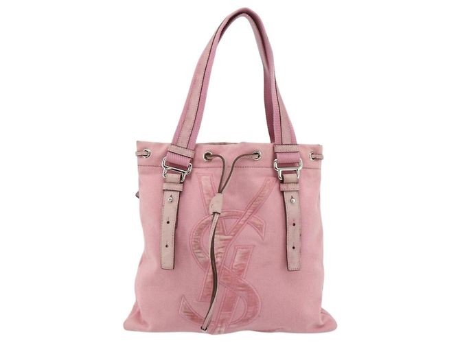 SAINT LAURENT Kahala Tote Tasche Canvas Rosa Silber 123435 Auth 176691 Pink - Ansicht 2