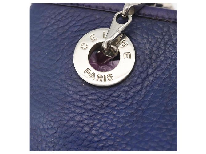 Céline Borsa a Spalla CELINE in Pelle Blu Argento Auth 177125A - vista 14