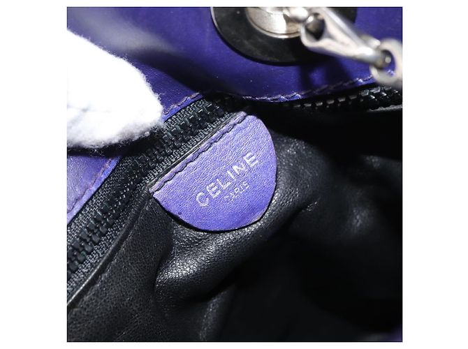 Céline Borsa a Spalla CELINE in Pelle Blu Argento Auth 177125A - vista 15