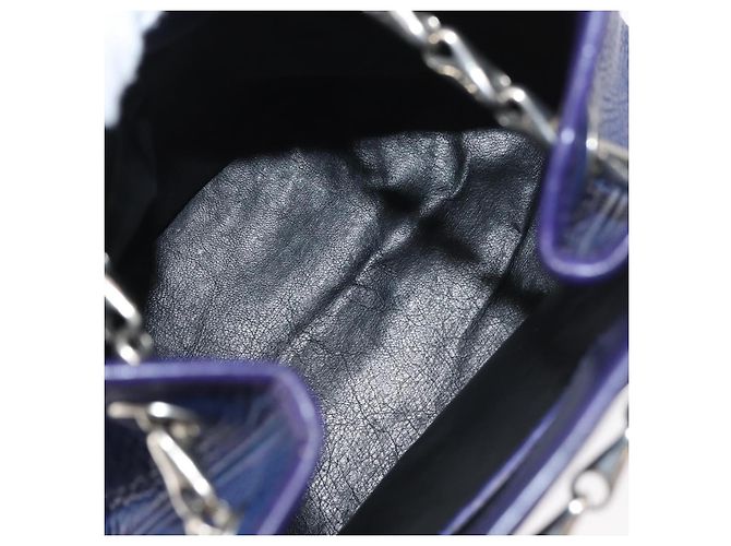 Céline Borsa a Spalla CELINE in Pelle Blu Argento Auth 177125A - vista 16