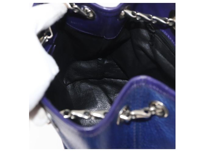 Céline Borsa a Spalla CELINE in Pelle Blu Argento Auth 177125A - vista 18