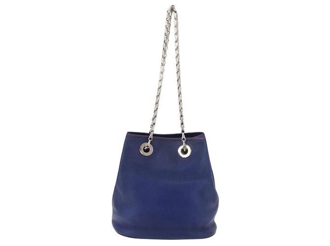 Céline Borsa a Spalla CELINE in Pelle Blu Argento Auth 177125A - vista 2
