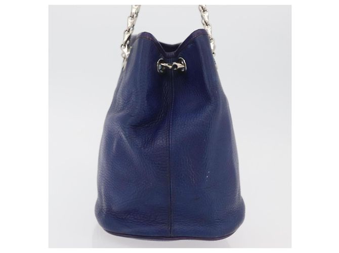 Céline Borsa a Spalla CELINE in Pelle Blu Argento Auth 177125A - vista 4