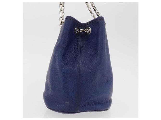 Céline Borsa a Spalla CELINE in Pelle Blu Argento Auth 177125A - vista 5