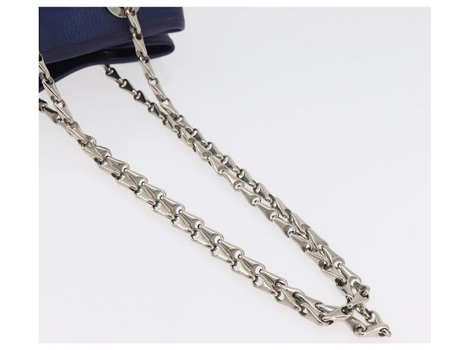 Céline Borsa a Spalla CELINE in Pelle Blu Argento Auth 177125A - vista 7