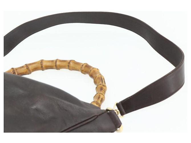 GUCCI Bamboo Hand Bag Leather 2way Brown Gold 001 2058 1577 0 Auth bs34732 Golden - view 10