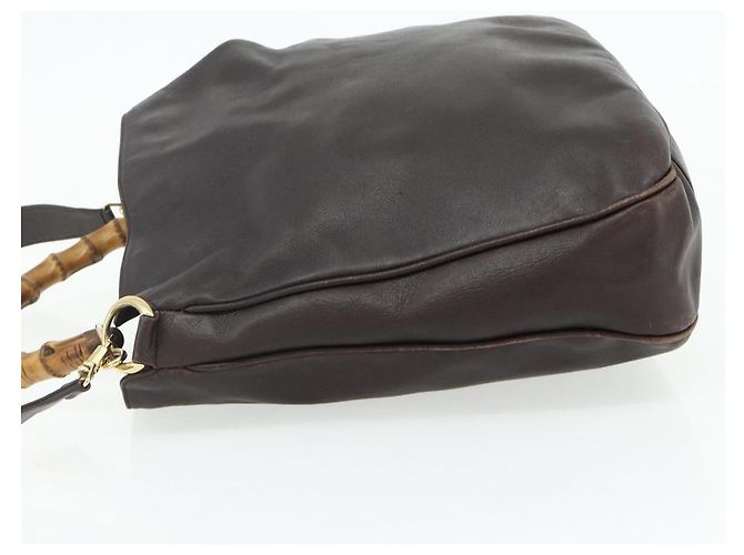 GUCCI Bamboo Hand Bag Leather 2way Brown Gold 001 2058 1577 0 Auth bs34732 Golden - view 4