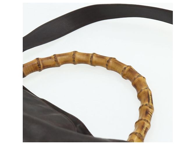 GUCCI Bamboo Hand Bag Leather 2way Brown Gold 001 2058 1577 0 Auth bs34732 Golden - view 8