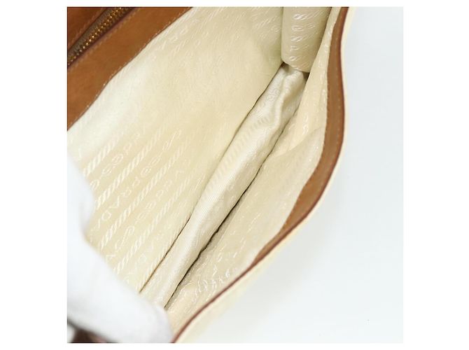 Borsa a Spalla PRADA Nylon Avorio Oro Auth BA12301 D'oro Crudo - vista 22
