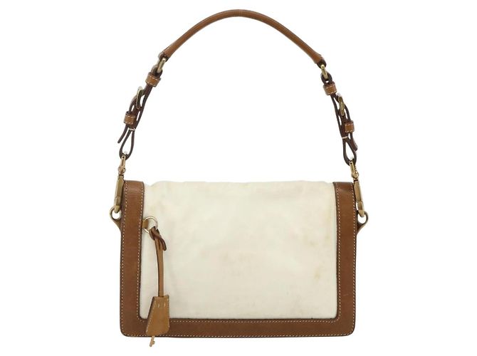 Borsa a Spalla PRADA Nylon Avorio Oro Auth BA12301 D'oro Crudo - vista 3