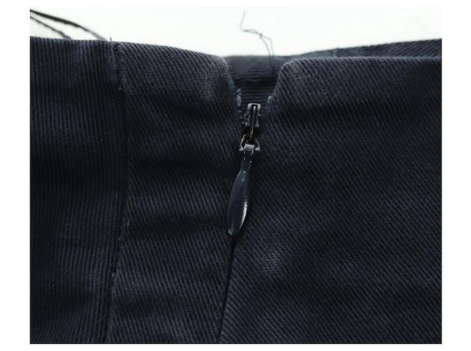 Prada Gonna in cotone blu navy Auth 174903A - vista 3