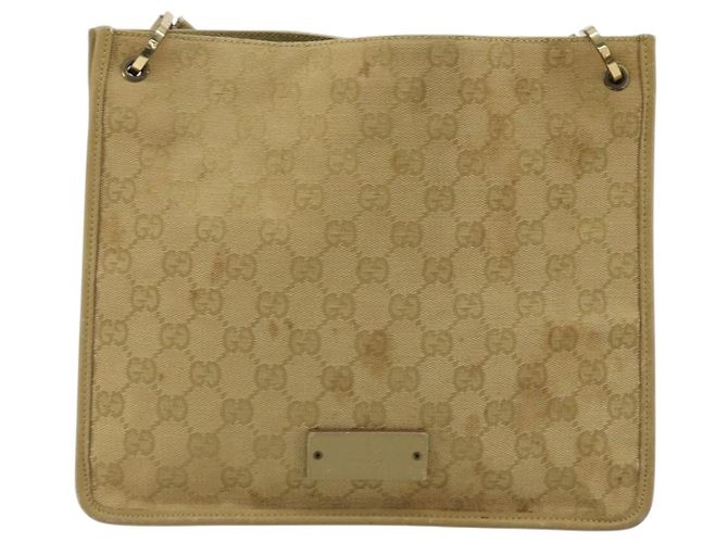 Borsa a Spalla GG Canvas Gucci Beige Oro 91762 Auth 176892 D'oro - vista 2