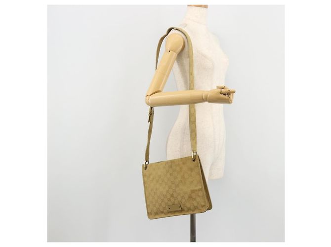 Borsa a Spalla GG Canvas Gucci Beige Oro 91762 Auth 176892 D'oro - vista 23