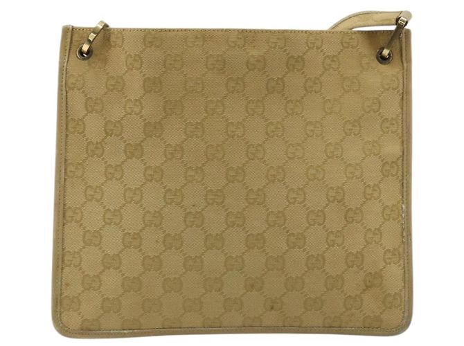 Borsa a Spalla GG Canvas Gucci Beige Oro 91762 Auth 176892 D'oro - vista 3