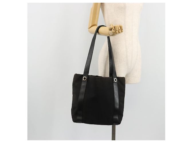 Bulgari BVLGARI Tote Bag Canvas Leather Black Silver Auth ka4072 Silvery - view 22