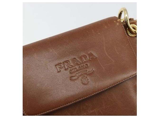 Borsa a Spalla PRADA in Pelle Marrone Oro Auth ep14232 D'oro - vista 14