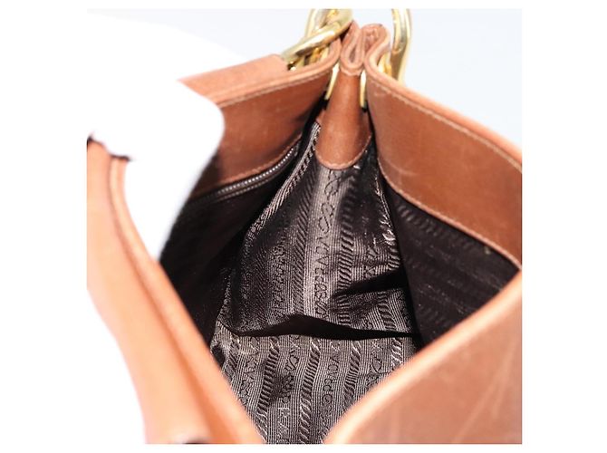 Borsa a Spalla PRADA in Pelle Marrone Oro Auth ep14232 D'oro - vista 17