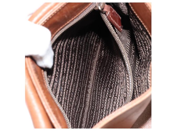 Borsa a Spalla PRADA in Pelle Marrone Oro Auth ep14232 D'oro - vista 20
