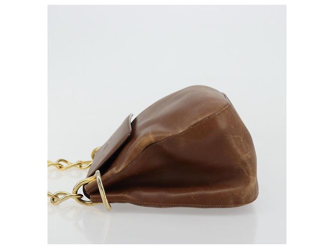 Borsa a Spalla PRADA in Pelle Marrone Oro Auth ep14232 D'oro - vista 5