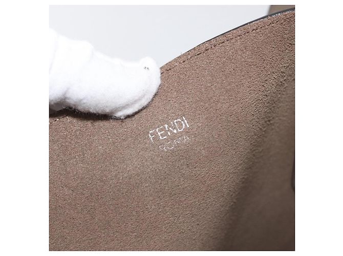 FENDI Tote Bag aus grauem Leder mit Silber 8BH348 Auth ep14374A Braun - Ansicht 16