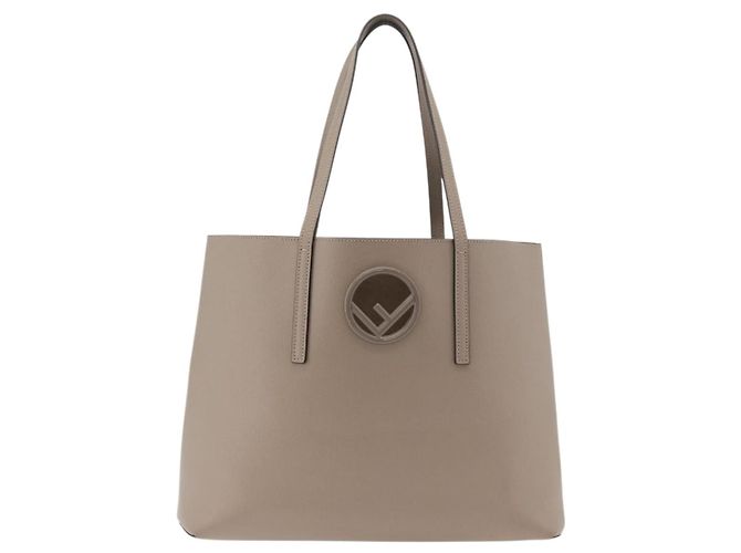 FENDI Tote Bag aus grauem Leder mit Silber 8BH348 Auth ep14374A Braun - Ansicht 2