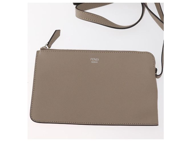 FENDI Tote Bag aus grauem Leder mit Silber 8BH348 Auth ep14374A Braun - Ansicht 21