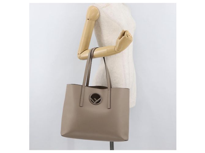 FENDI Tote Bag aus grauem Leder mit Silber 8BH348 Auth ep14374A Braun - Ansicht 24
