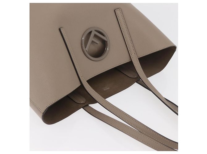 FENDI Tote Bag aus grauem Leder mit Silber 8BH348 Auth ep14374A Braun - Ansicht 6