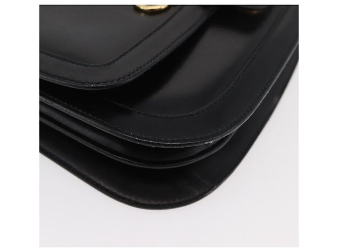 Gucci Borsa a Spalla Horsebit in Pelle Nera e Oro Auth ep14024 Nero D'oro - vista 10
