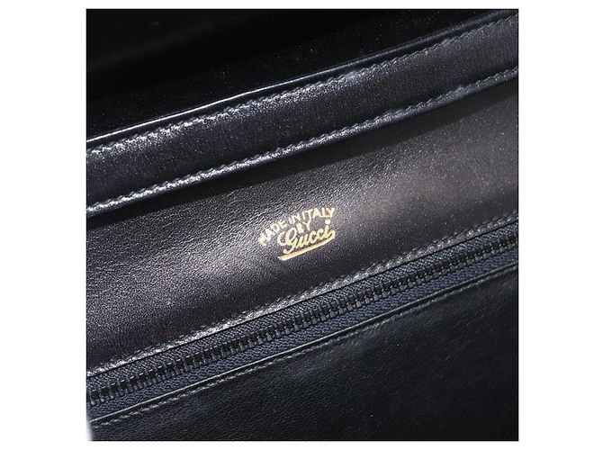 Gucci Borsa a Spalla Horsebit in Pelle Nera e Oro Auth ep14024 Nero D'oro - vista 16
