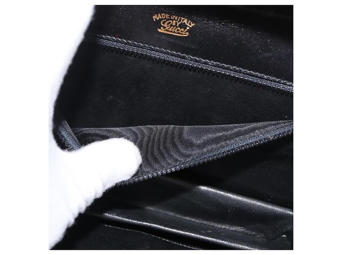 Gucci Borsa a Spalla Horsebit in Pelle Nera e Oro Auth ep14024 Nero D'oro - vista 21