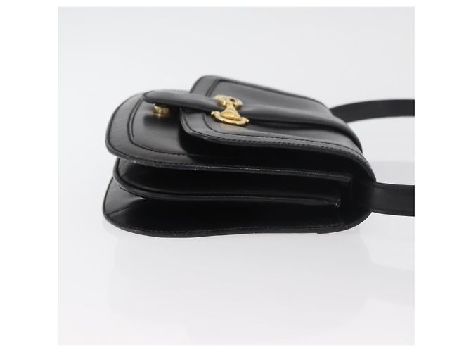 Gucci Borsa a Spalla Horsebit in Pelle Nera e Oro Auth ep14024 Nero D'oro - vista 4