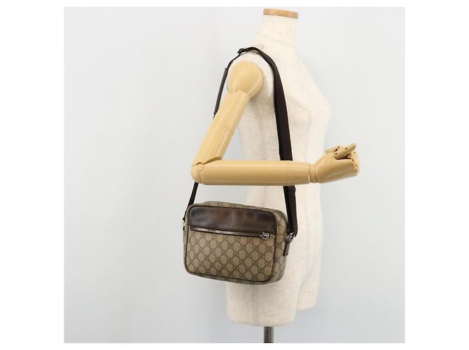 Borsa a spalla GG Supreme in PVC beige e argento di GUCCI 114291 Auth ep14124 - vista 25