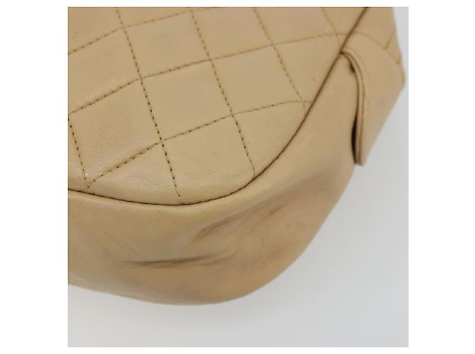 Borsa a spalla a catena CHANEL in pelle beige oro CC Auth bs34488 D'oro - vista 10