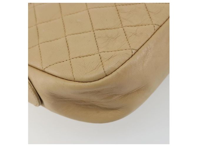 Borsa a spalla a catena CHANEL in pelle beige oro CC Auth bs34488 D'oro - vista 13