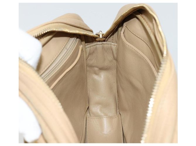 Borsa a spalla a catena CHANEL in pelle beige oro CC Auth bs34488 D'oro - vista 17