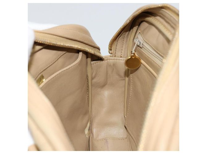 Borsa a spalla a catena CHANEL in pelle beige oro CC Auth bs34488 D'oro - vista 18