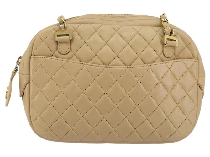 Borsa a spalla a catena CHANEL in pelle beige oro CC Auth bs34488 D'oro - vista 2