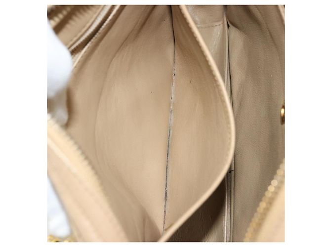Borsa a spalla a catena CHANEL in pelle beige oro CC Auth bs34488 D'oro - vista 21