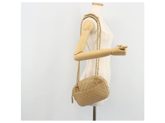 Borsa a spalla a catena CHANEL in pelle beige oro CC Auth bs34488 D'oro - vista 24