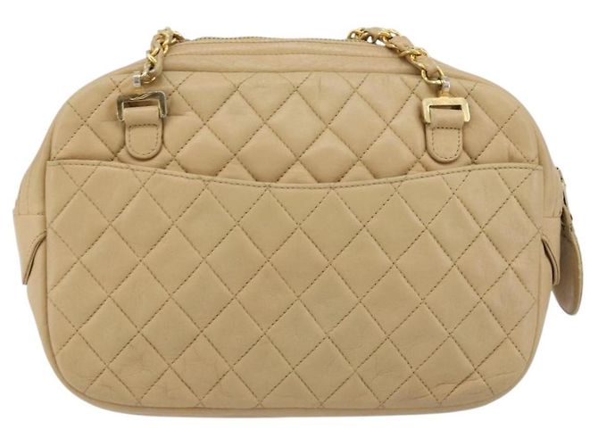 Borsa a spalla a catena CHANEL in pelle beige oro CC Auth bs34488 D'oro - vista 3