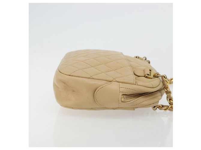 Borsa a spalla a catena CHANEL in pelle beige oro CC Auth bs34488 D'oro - vista 4