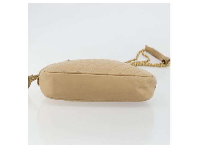 Borsa a spalla a catena CHANEL in pelle beige oro CC Auth bs34488 D'oro - vista 9