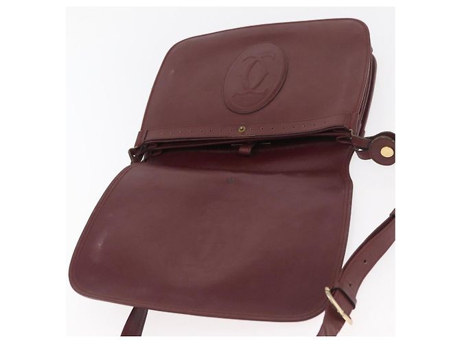 Cartier Borsa a Spalla Must Line in Pelle Bordeaux Oro Auth bs34510 D'oro Bordò - vista 14